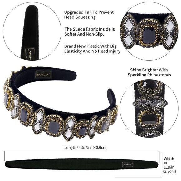 Rhinestone Headband Women\'s Hair Accessories Beaded Elegant Non-slip